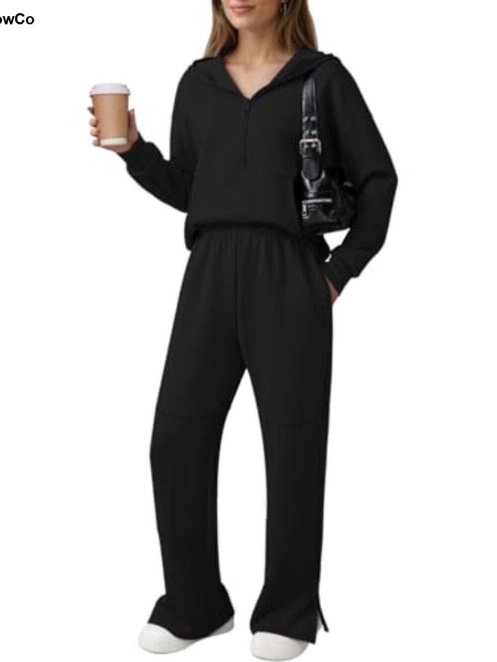 2 Piece Lounge Set Half Zip Hoodie Wide Leg Sweatpants Matching Tracksuit